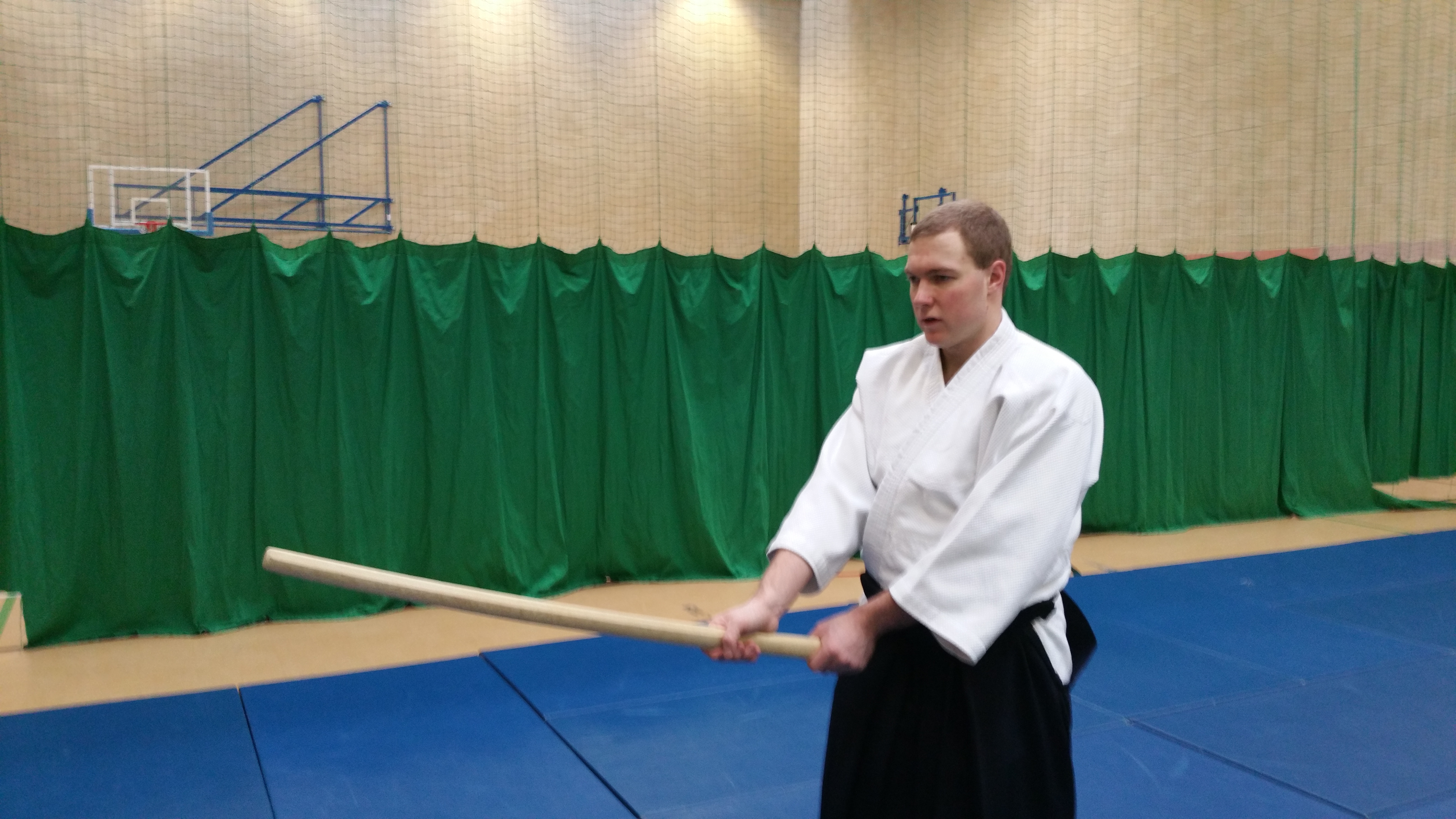 Sensei Elphick holding bokken